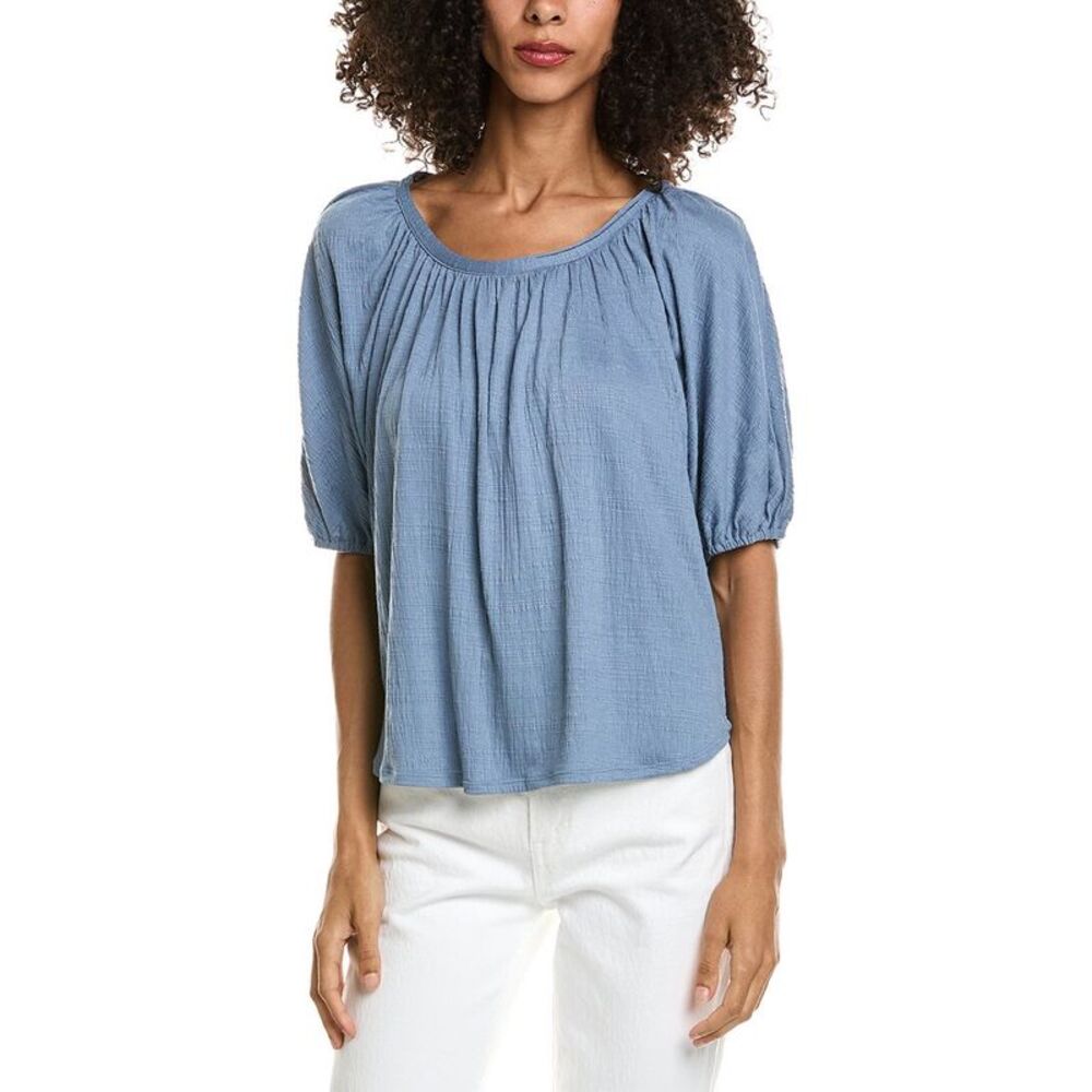 Max Studio Womens  Short Dolman Sleeve Boatneck Top, Blue